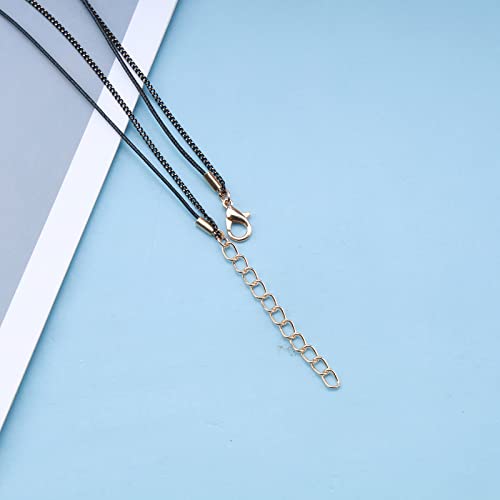 Aneneiceera Punk Layered Black Choker Necklace Round Black Crystal Pendant Necklace Gold Tube Bar Necklace Vintage Leather Necklace Chain Jewelry for Women and Girls - Image 4