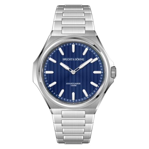 TACTO Specht & Söhne - Reloj de pulsera para hombre Randa 751 Movt ultrafino de acero inoxidable, resistente al agua hasta 100 m, color zafiro, azul, pulsera