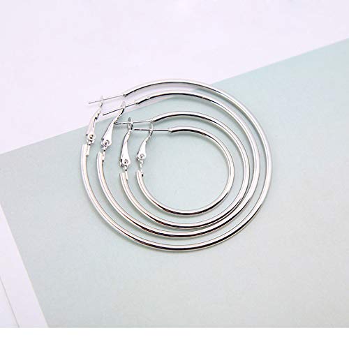 Holibanna Brincos de argola grandes unissex de metal liso grande redondo brincos joia para homens mu