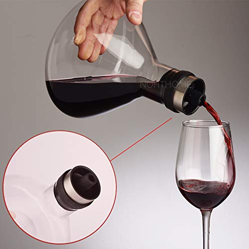 Northome Wine Breather Carafe Decanter With Lid 50Oz, High-Borosilicate Heat-Resistant Glass Refined By Mouthblown Carafe #TOP5