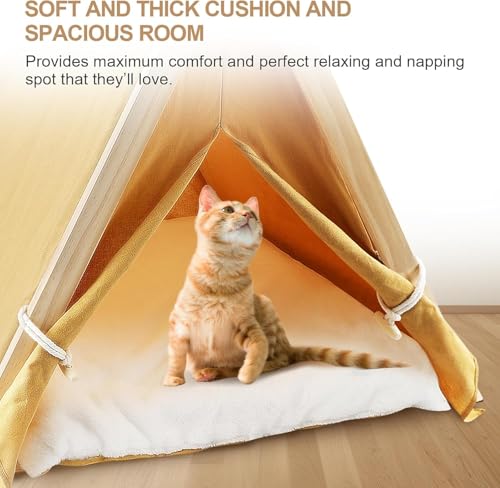 Joyfultails Tipi Zelt für Haustiere Hundezelt Katzenzelt, Haustierzelte Häuser mit Kissen Abnehmbar Haustier Hundebett Katzenbett