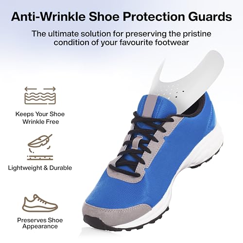 Image of FOVERA One Layer Anti-Wrinkle Shoe Protection Guards for Sneakers - Inside Shoe Crease Indentation Protector for Safety & Support - Shoe Crease Decreaser (White, Small - 5 to 8 UK, 1 Pair)