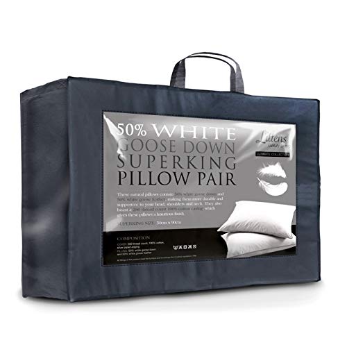 Littens Super King Size Goose Down Pillows Pair