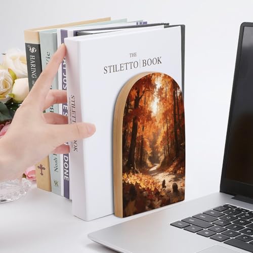 Sujetalibros decorativos de madera para organizar novelas pesadas en el salón y la oficina 7
