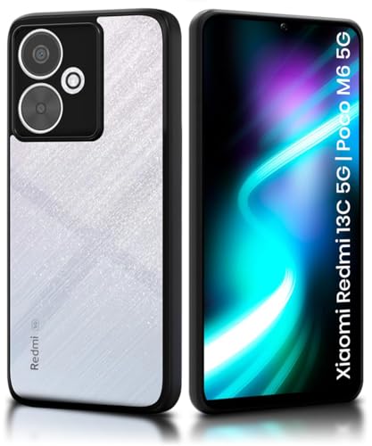 Image of WOW IMAGINE Shockproof Hybrid Back Cover for Xiaomi Redmi 13C 5G | Poco M6 5G | Hard Slim fit Back Case | PC & TPU | Clear Transparent Case - Black