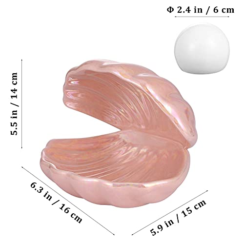 Imikeya Shell Pearl Night Light Ceramic Clamshell Pink Shell Night Lamp Sea Shell Desk Ornament Jewelry Tray Bedside Decorative Shell Lamp For Home Kids Room Bedroom Decor #TOP5