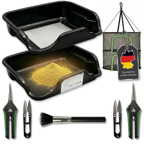 Trimmschale Set Trim Bin mit Netz, Trimmscheren & Pollensieb, TINY FARM