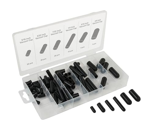 Tekz 45253 80-Piece Silicone Rubber Vacuum Cap Assortment