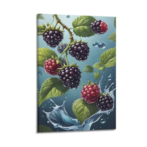 Affiche framboises et mûres déco rafraîchissante pour calmer l'espace