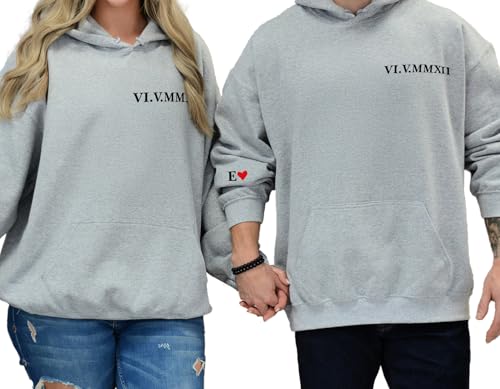 Personalized Roman Numeral Sweatshirt, Custom Matching Hoodies for Couples, Couple's Sweatshirt, Matching Shirts, Anniversary, Engagement, Valentine's Day Gifts for Men and Women3