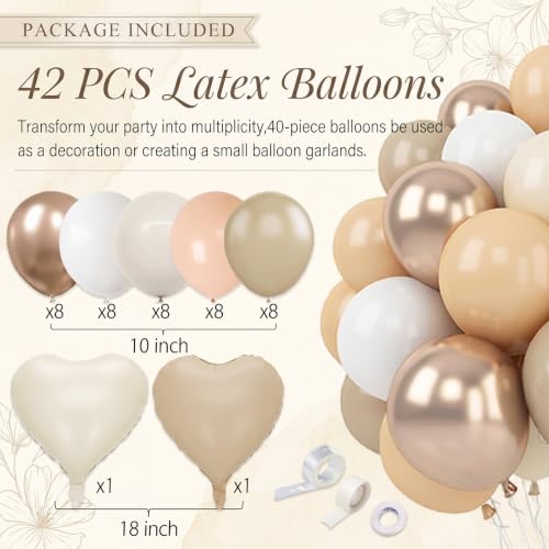 Globos de fiesta beige y marrón para adornos de cumpleaños femeninos 3