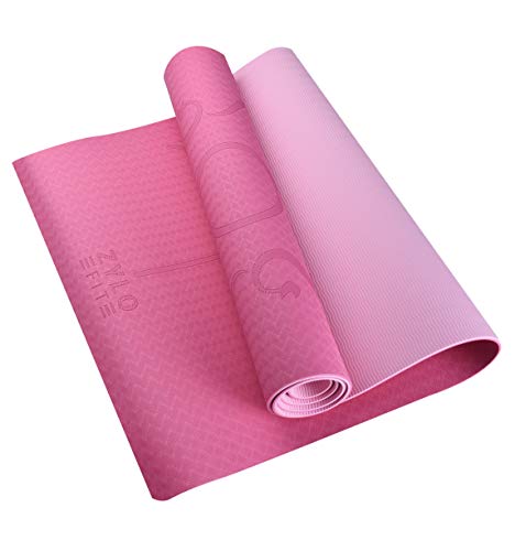 Tapis de yoga ZyloFit non glissant en TPE rose 6 mm pour soulager les genoux