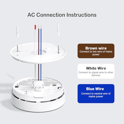 Andyssey GS517A Wired Smoke Alarm Mains powered, Interlinked Mains Smoke Detector 1 Year Replaceable Battery Back-up, Fire Alarm with Silence Button, EN 14604 Standard (2-PACK) - Image 4
