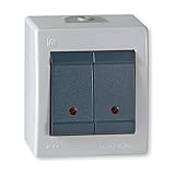 ALING-CONEL Aufputz Serienschalter mit Glimmlampe (Wippschalter) 10AX/250V~ / IP 44 - Grau