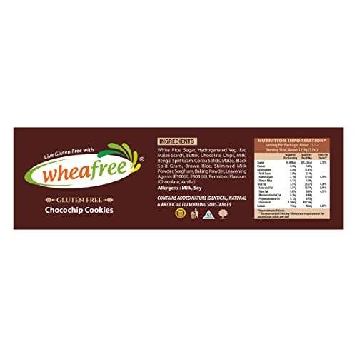 Image of Wheafree Gluten Free Chocochip Cookies 200g | Tasty Crunchy and Chocolate Flavoured Cookies with Chocochips | Best Tea Time Snacks | Nutritious |