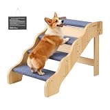 Support robuste et sécurisé : Cet escalier pour chien est construit avec une structure en bois solide pouvant supporter des animaux jusqu'à 68 kg. De grandes vis assurent sa stabilité, et des patins en caoutchouc antidérapants empêchent tout vacillement, permettant ainsi à votre animal de monter en toute sécurité
