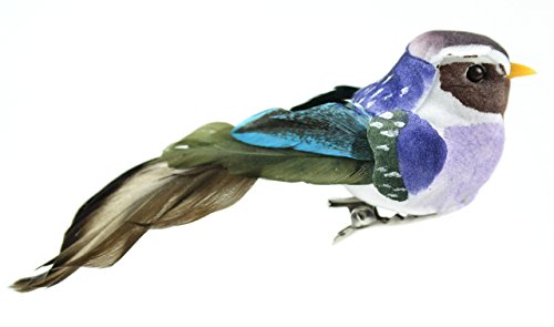 Touch of Nature Natural Feather Bird 4-Inch, Dark Blue/Purple/Green