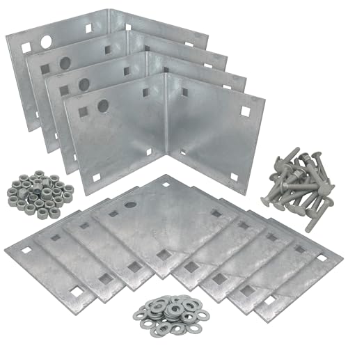 A.A Stationary and Floating Dock Inside Corner Kit with Hardware 4 Inside Corners and 8 Backer Plates - Heavy-Duty Galvanized Steel