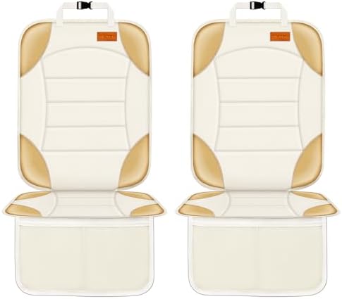 Siivton Car Seat Protector for Child, Cushion for Leather & Fabric Seats, 2 Mesh Pockets, Non-Slip Bottom, Waterproof for Vehicles - Baby & Pets (2 Pack)