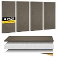 4 PCS 2" Thick Acoustic Panels, 23.6" x 11.8", Fiberglass Sound Absorbing Panels, Fabric Wrapped Soundproof Wall Panels, Noise Dampening for Studio, Home Office, Home Theater (Brown)