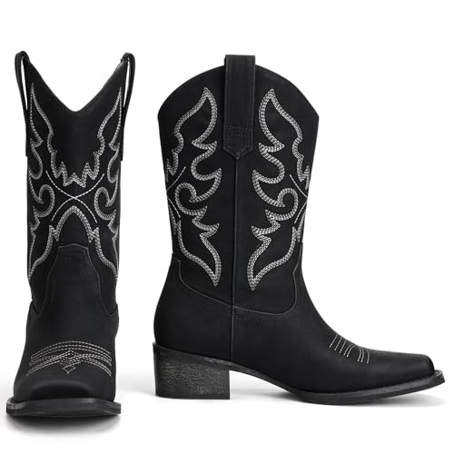 Bybmorto Cowboy Boots for Women Square Toe - Mid Calf Western Cowgirl Boots by Bybmorto - Used condition - Image 5