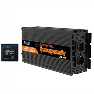 EDECOA Convertisseur Pur Sinus 12v 220v onduleur 2500w avec télécommande Onduleur Onde sinusoïdale Pure convertisseur 12v 230v (2500w Pro)