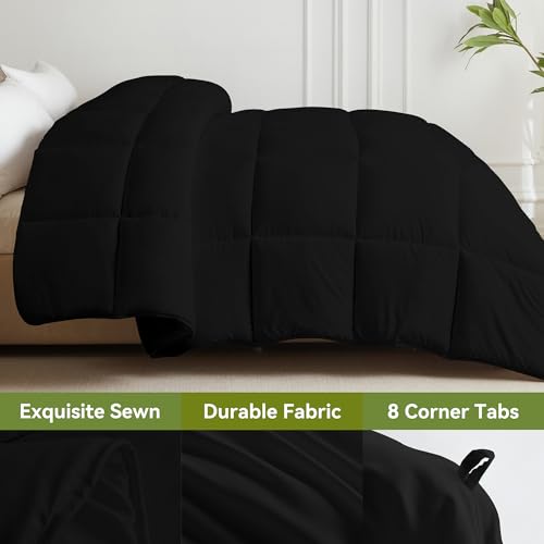 Image of L LOVSOUL Down Alternative Twin Comforter Duvet Insert,All Season Duvet Insert with Corner Tabs,Black Comforter Twin 68x90Inches
