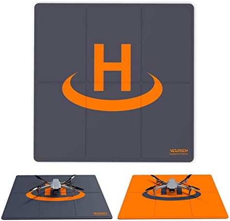 VCUTECH Drone Landing Pad Weighted 20 inch(50cm) for DJI Mini 3 Pro Accessories, Mavic 3, Mavic Air 2/2S, DJI Mini 2 Accessories, DJI FPV Drone, DJI Avata Fly More Kit Drone Accessories (Black)