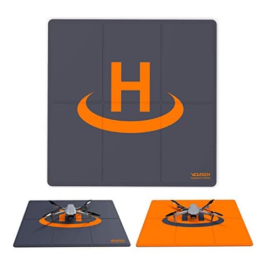 2020 VCUTECH Drone Landing Pad Pro Fast-Fold Double-Side Waterproof 20 inch(50cm) Compatible with DJI Mavic Air 2, Mavic Mini 2, Mavic 2 Pro/Zoom, Tello, Drone Accessories(Black)