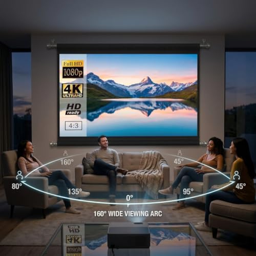 Image of TONZO Portable Fabric Projector Screen (Anti-Light) (Anti-Crease) Wrinkle-Free Ratio 120 Inch 4:3 Full HD 4k 3D Supported for Home Cinema, Theater, Indoor, Outdoor Movie-(5 Ft, (H) x 9Ft (W))