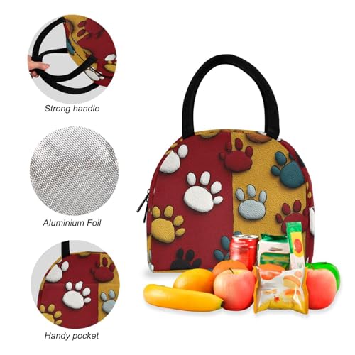 Paws Cartoon Print Backpack Set with Lunch Bag, Large Capacity Travel Backpacks and Lunch Box Insulated for Commute Hiking Picnic4