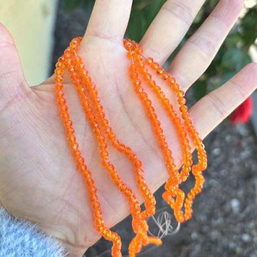 Image of 1000pcs Czech Faceted Rondelle Crystal Glass Loose Beads 4mm Small Tiny Spacer Bulk Sun (Orange) for DIY Craft Jewelry Making CCR412