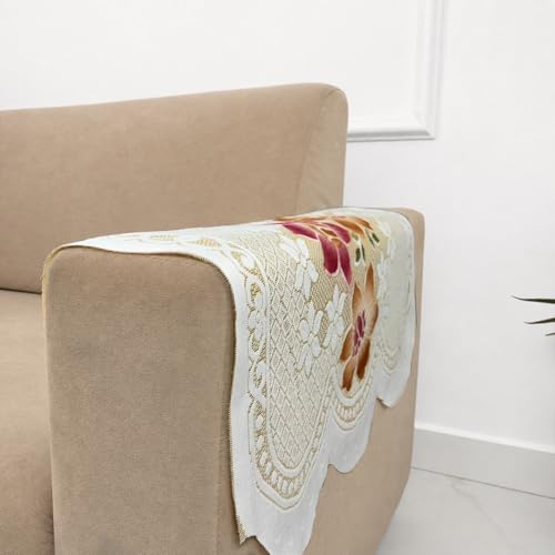 Image of Homerz Premium 'Surya Series' Sofa Cover | Stylish Sofa Protector | Net Fabric | Anti-Stain & Washable Slip Cover Exact Size Antislip (Exclusive Yellow, 2 Pc Armrest, Armrest)
