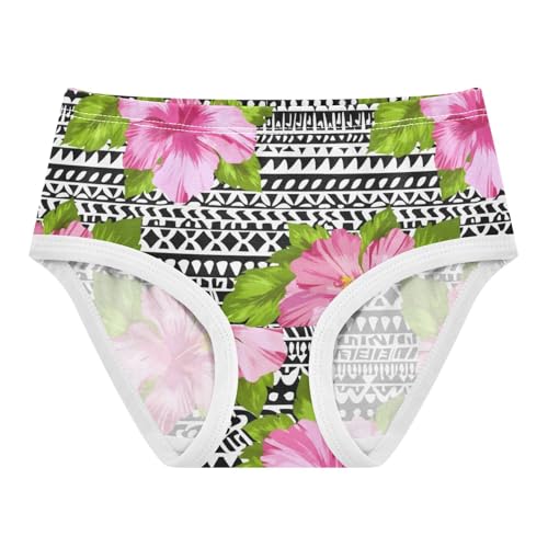 Joisal Hibiscus Pink Flowers Black White Toddler Girls Underwear 2t Cotton Panties for Girl Pattern Underpants Briefs