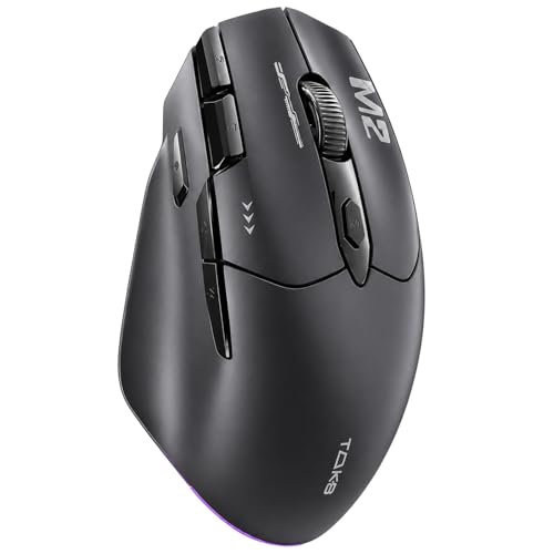 Image of TMKB M2 Wireless Gaming Mouse, 24K DPI, Tri-Mode 2.4G /BT /USB-C, 9 Buttons | Lightweight Ergonomic Grip, Programmable, 600mAh Rechargeable, DPI-Shift Button, RGB lighting, PTFE Feet, for PC Laptop Mac