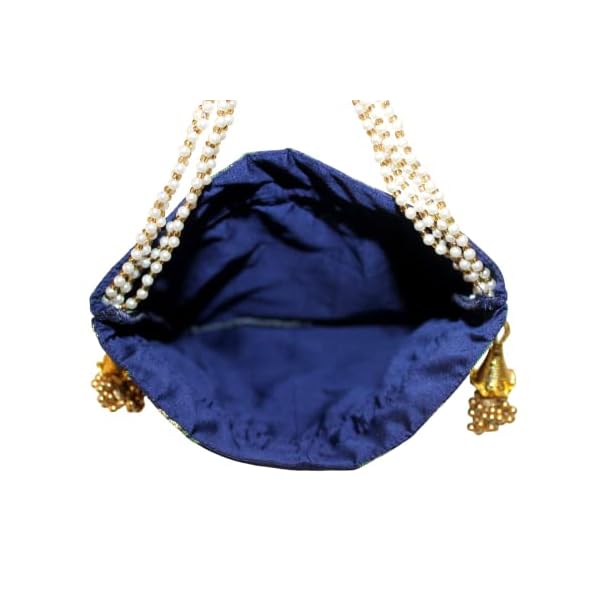 MILAN'S CREATION Designer Banarasi Brocade Potli Bag With Pearl Handle & Tassel Ethnic Wedding Purse Women’s Handbag - Image 7