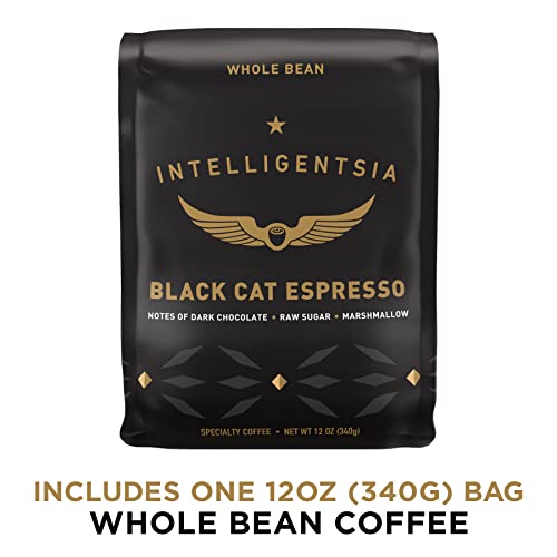 Intelligentsia Coffee, Medium Roast Whole Bean Coffee - Black Cat Espresso 12 Ounce Bag with Flavor Notes of Stone Fruit, Dark Sugars and Dark Chocolate, Packaging May Vary