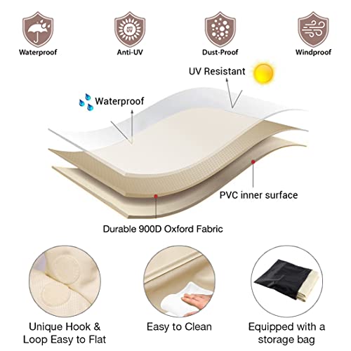 Tuyeho Patio Chair Cover 38 X 31 X 30 Inch, 900D Heavy Duty Outdoor Adirondack Chair Cover, Waterproof & Weather Resistant For Your Patio Lounge Deep Seat Chair (Beige & Brown) #TOP3