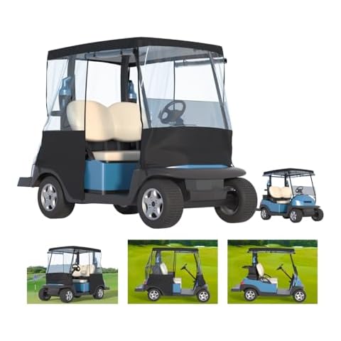 BENVOL Golf Cart Cover, For 2 Seater, Driving Use, 4 Sides Rolled Up, Waterproof, Windproof, Dustproof, 600D Waterproof Oxford Cloth, Super Transparent EVA, For Club Car Precedent/Tempo/ Onward, EZGO Cover