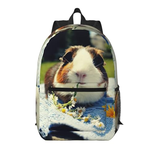 Sac à dos de voyage noir imprimé cochon d'Inde pour vos weekends et sorties citadines de 43 cm