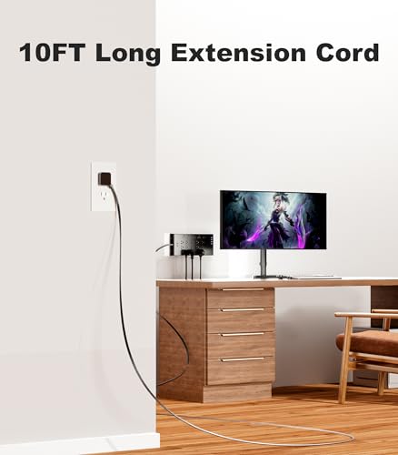 Image of Surge Protector Power Strip 4800J, LeZone 10Ft Long Extension Cord Flat Plug, 20 Outlets 4 USB-A 4 USB-C Ports, Wall Mountable, Home Office Dorm Essentials, Black
