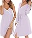 SWOMOG Womens Maternity Robe 2PCS Nursing Nightgown for Breastfeeding 3 in 1 Labor Delivery Nursing Robe Set Lace Bathrobe Lilac