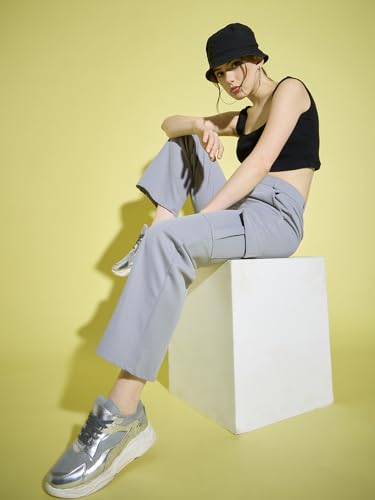 Image of DIMPY GARMENTS Full Length Straight Fit Solid Cargo Pants | Women Casual Pant Combo-Pack of 2