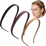 3 Pièces Serre Tete Femme, Serre Tête Sans Mal de Tête pour Porteurs de Lunettes, Serre Tete Femme Confortable pour le Sport et le Quotidien, Serre Tête Fin uni en Satin, lunettes de soleil