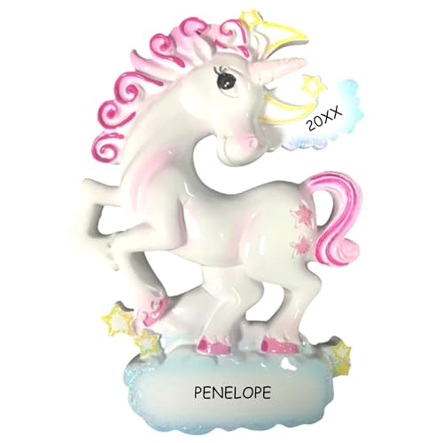 Personalized Unicorn Kids Christmas Ornament (Whimsical)