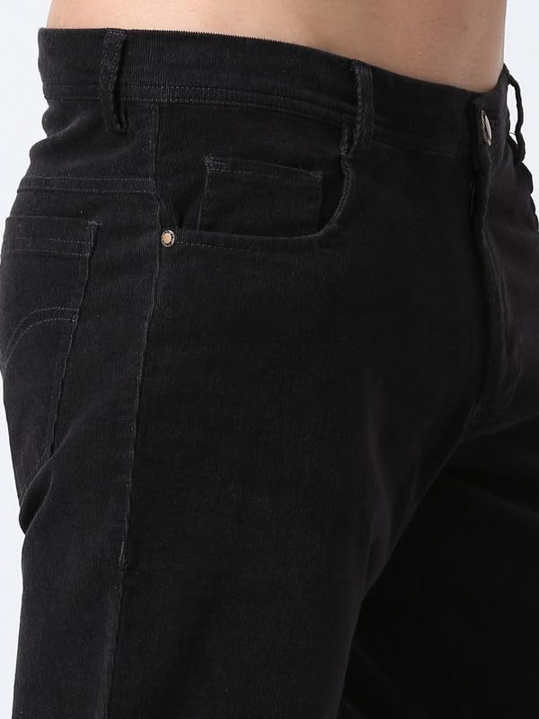 Image of NEVER NEUD Men's Corduroy Trousers | Stylish Straight Fit 4 Pocketed Corduroy Pants for Men | 98% Cotton 2% Elastane | Mid Rise | Comfortable Casual Regular Fit Pants | Button Closure