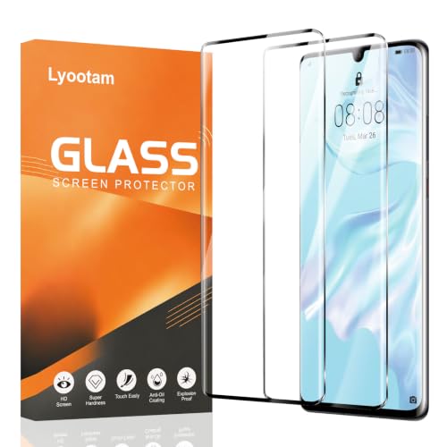 Lyootam 2 Stück Schutzglas für Huawei P30 Pro, 3D-Vollabdeckung Displayschutzfolie, 9H Härte, transparent, blasenfrei, HD klar, kratzfest