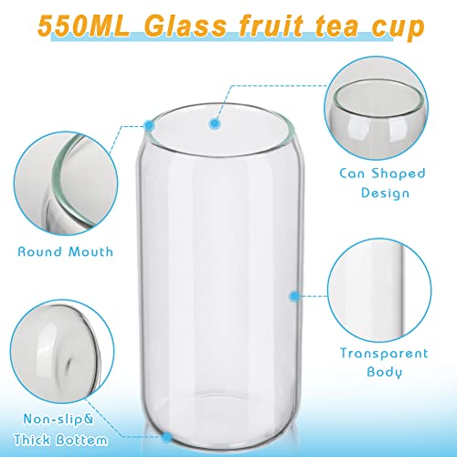 UHAPEER 2 Pack Can Shaped Glass Cup with Bamboo Lids & Glass Straw, 19oz/550ml Drinking Glasses Cup - Image 4