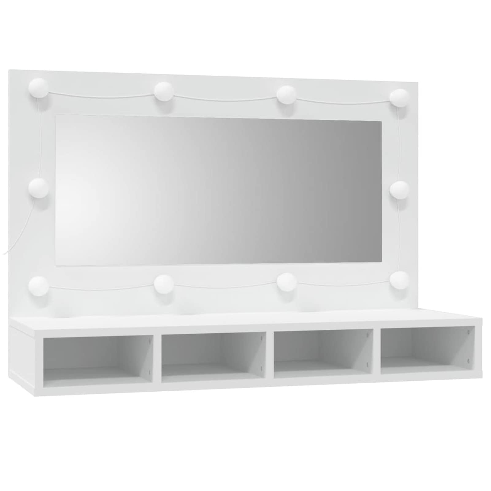 Mobile a Specchio con LED Bianco 90x31,5x62 cm,Armadietto bagno con luce Specchio contenitore con Illuminazione LED
