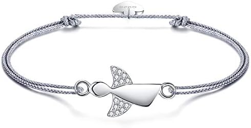 F.ZENI Women Bracelet Guardian Angel 925 Sterling Silver Bracelets Lucky Charms for Women and Girls 24cm Adjustable Handwork Braided